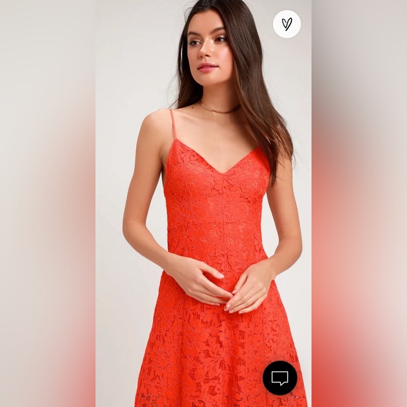 Lulus One Wish Orange Lace Midi Dress - Picture 4 of 6